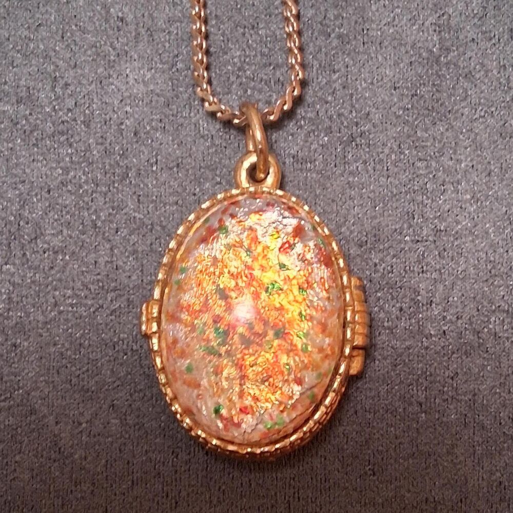 Vintage Opal Glass Solid Perfume Pendant Fort Marked